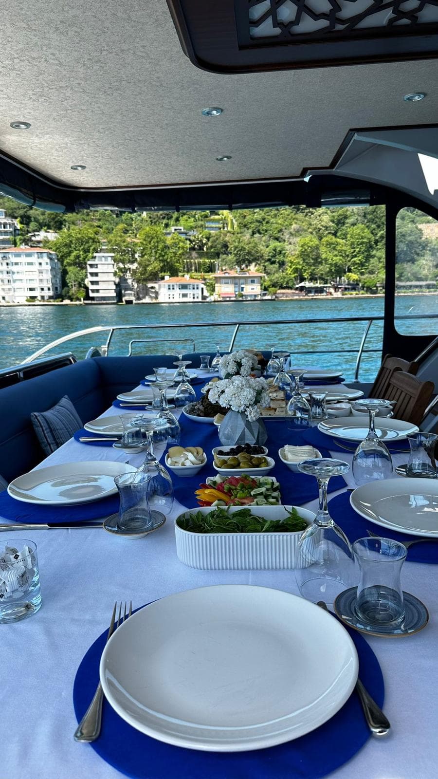 A group's private floating party on the strait